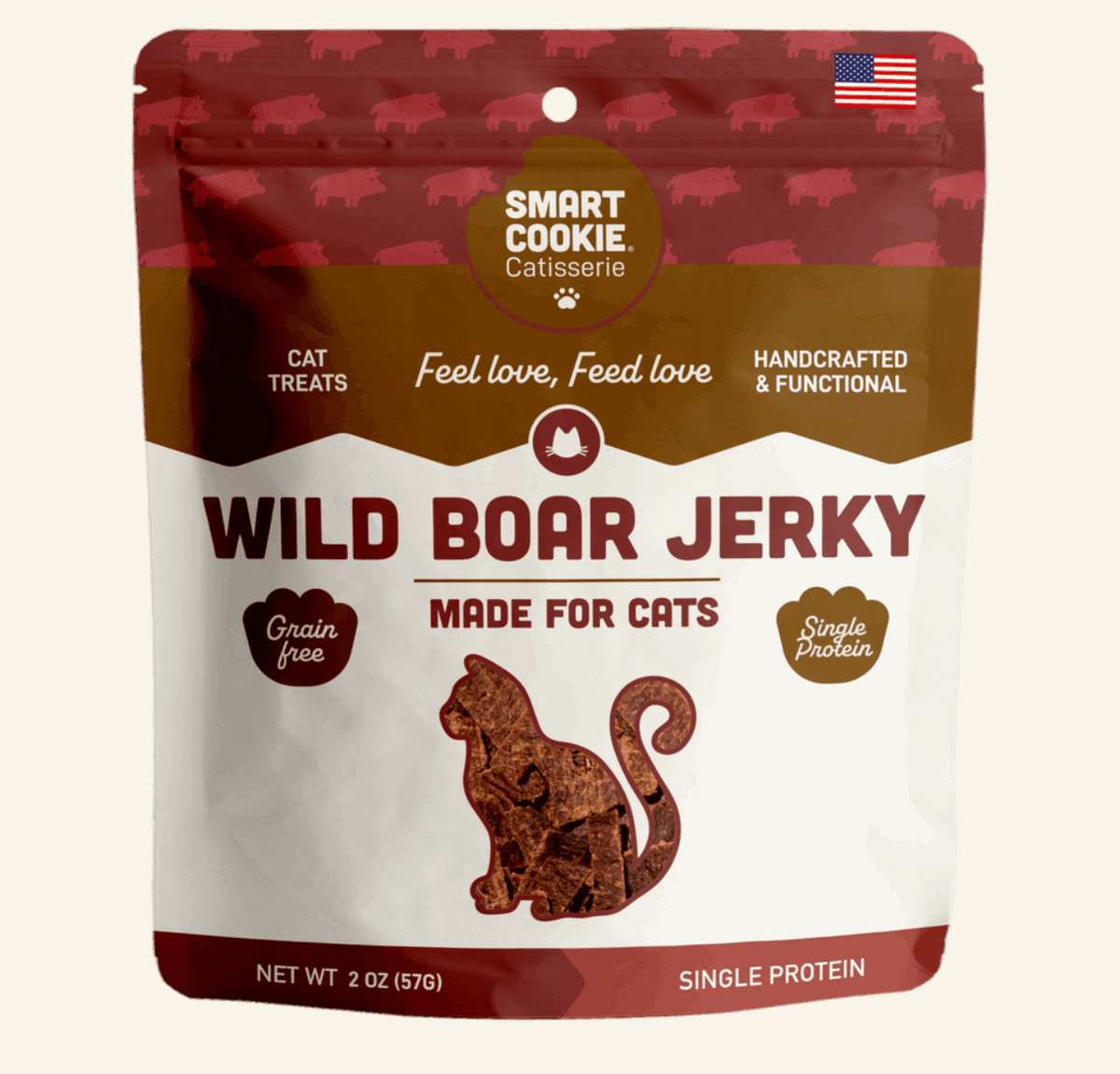 Wild Boar Jerky - Single Cat Treat, 2oz